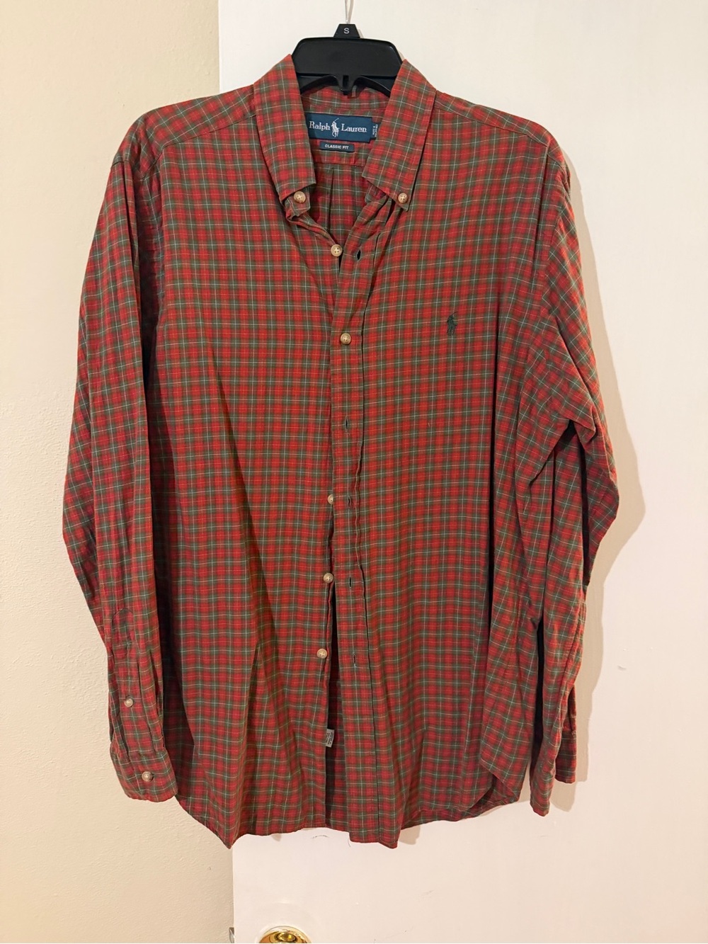 Ralph Lauren Red and Green Plaid Button-Down Shirt